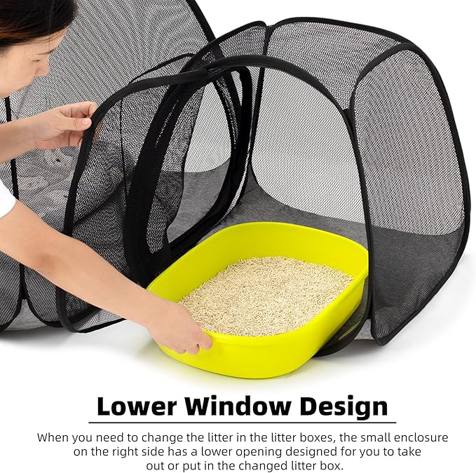 Tenrai Portable Cat Playpen, Trapezoidal Design for Better Standing, Foldable Pet Tent for Outdoor and Indoor Use of Puppy and Kitten, Dog Play Enclosure, Cat Houses & Condos