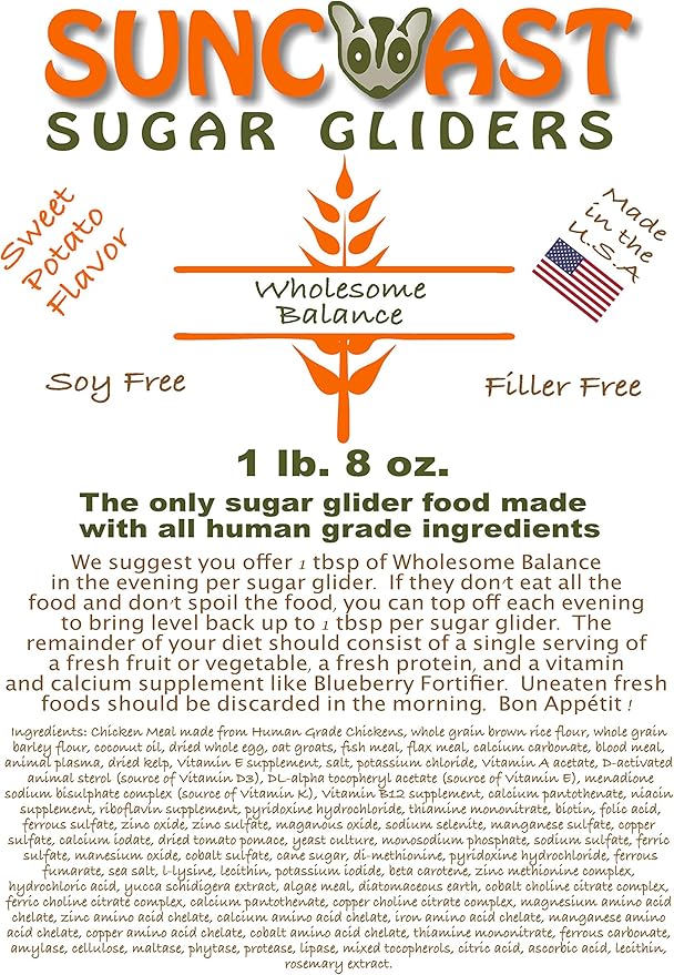 Wholesome Balance Chicken and Brown Rice Sugar Glider Food Sweet Potato Flavor (1.5 Pound)