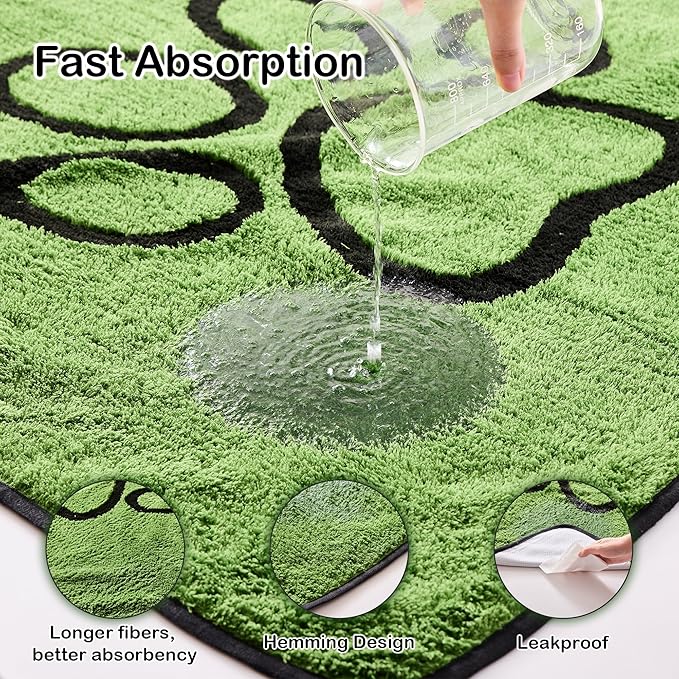 Qeils Washable Pee Pads for Dogs, 2 Pack Super Absorbent Reusable Puppy Pads with Green Long Wool for Potty Training, Floor, Couch, Bed, and Crate,48"x 48"