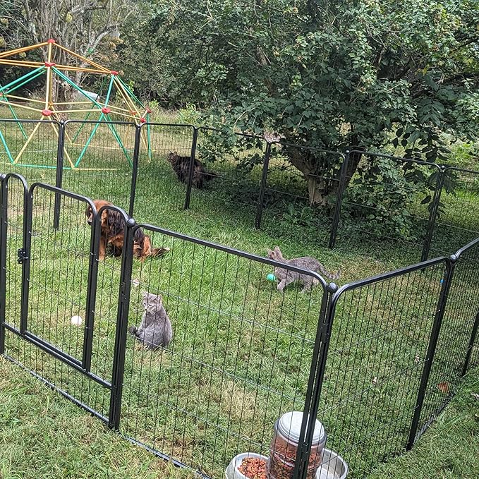 Dog Playpen, Dog Fences for The Yard, Portable Outdoor Dog Playpen for Large/Medium/Small Dogs, Foldable Metal Dog playpen, with Doors (8 Panels, 24")