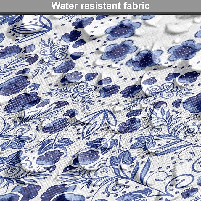 Lunarable Traditional Dog Crate Cover, Circular Flowers and Stripes Ethnic Gzhel Pattern Classic Motifs Art, Easy to Use Pet Kennel Cover for Small Dogs Puppies Kittens, 22 Inch, Pale Blue