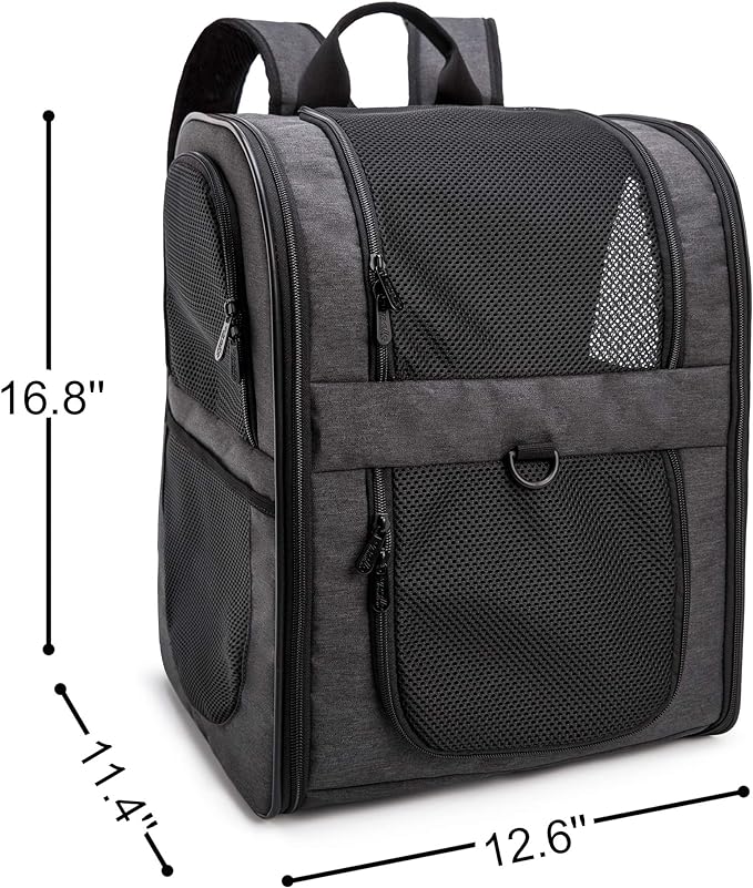 Apollo Walker Pet Carrier Backpack for Large/Small Cats and Dogs, Puppies, Safety Features and Cushion Back Support for Travel, Hiking, Outdoor Use (Black)