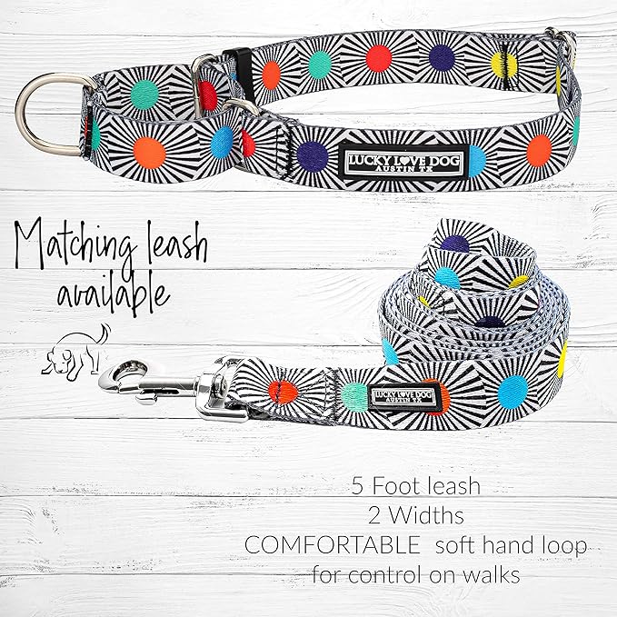 Lucky Love Dog, Adjustable Fun Style Martingale Collar for Dogs, Comfy & Bright Color, Premium No Slip Dog Collar - (Medium, SOCO Mart)