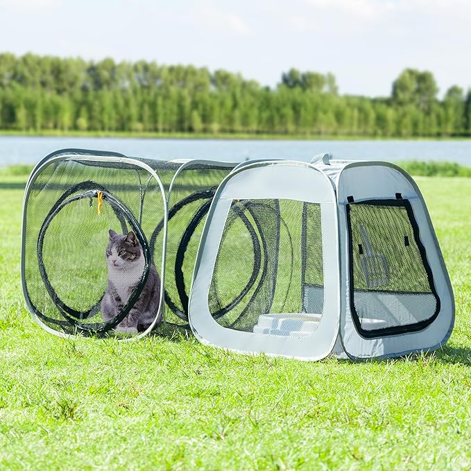Portable Cat Playpen, Trapezoidal Design for Better Standing, Foldable Pet Tent for Indoor and Outdoor Use,Dog Playpen, Outdoor Cat Tent, Cat Houses & Condos for Kitten,Cat,Puppy and Small Animals.