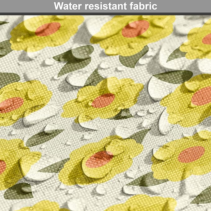 Lunarable Daffodil Dog Crate Cover, Retro Abstract Small Bedding Plants Flourishing Meadow Girls Design, Easy to Use Pet Kennel Cover for Medium Large Dogs, 48 Inch, Yellow Green Orange