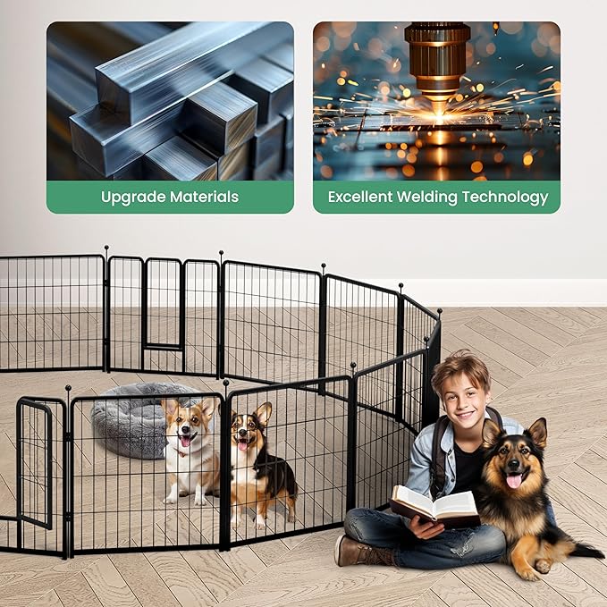 InfiniPower Dog Playpen for Yard, RV, Camping, 24 Inch 8 Panels Play Pen Indoor, Heavy Duty Indoor Outdoor Exercise Dog Pen for Puppies/Small Dogs, Black