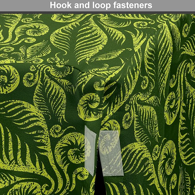 Lunarable Hunter Green Dog Crate Cover, Baroque Style Damask Floral Pattern with Leaves Swirled Branches Retro Design, Easy to Use Pet Kennel Cover for Cats & Medium Dogs, 30 Inch, Lime Green