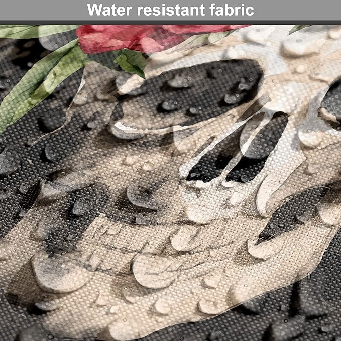 Lunarable Halloween Dog Crate Cover, Mexican Sugar Skull Rose Bouquets Spooky Traditional Humour Culture, Easy to Use Pet Kennel Cover for Medium Large Dogs, 48 Inch, Black Grey