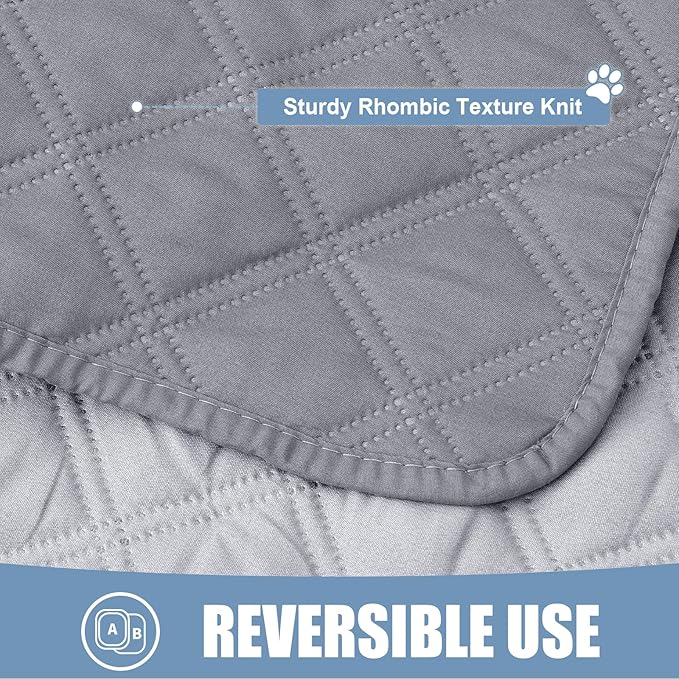 Smiry Waterproof Dog Blanket, Reversible Dog Bed Cover Pet Blanket, Soft Couch Cover for Dogs Washable, Bed Couch Sofa Furniture Protector for Puppy Cat Kids (52"x82", Grey/Light Grey)