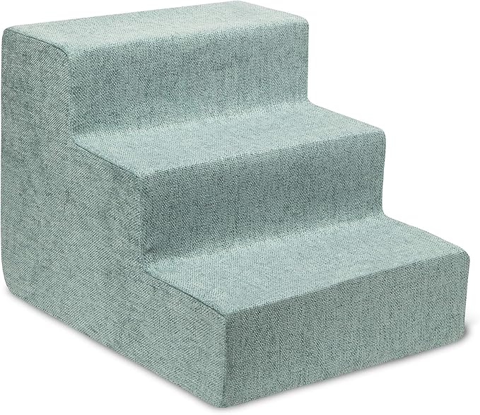 Best Pet Supplies Dog Stairs for Small Dogs & Cats, Foam Pet Steps Portable Ramp for Couch Sofa and High Bed Non-Slip Balanced Indoor Step Support, Paw Safe No Assembly - Pale Teal, 3-Step