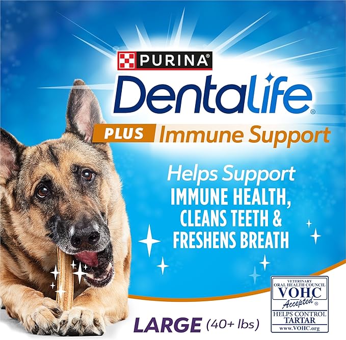 Purina Dentalife Plus Immune Support Chicken, Apple and Blueberry Flavor Large Dog Dental Chews, MP - 19 ct. Pouch