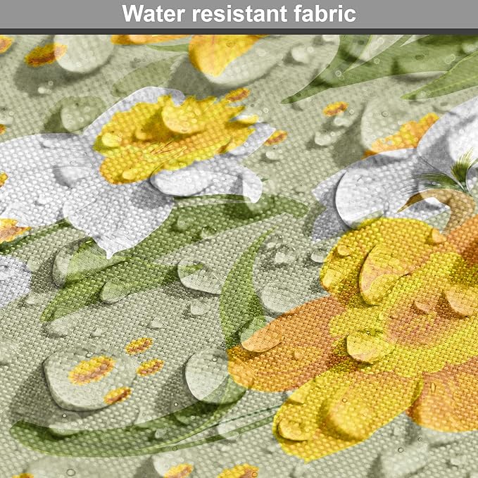 Lunarable Daffodil Dog Crate Cover, Vintage Inspirations Floral Arrangement Pattern Romantic Bouquet Nature, Easy to Use Pet Kennel Cover for Medium Large Dogs, 36 Inch, Green Marigold White