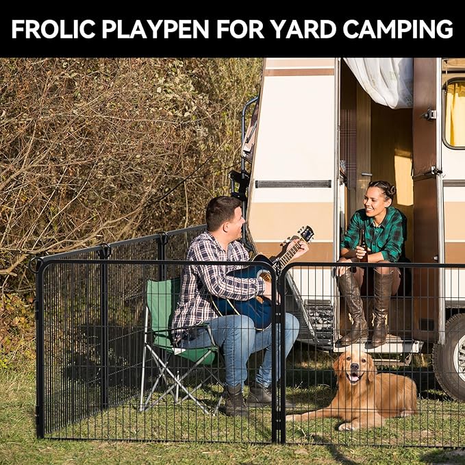 PJYuCien Dog Playpen Plus Storage Bag for Camping, 32" H Dog Pen with Extra Hard Bottom and Top,Heavy Duty Foldable Puppy Playpen for Puppies/Small and Medium Dogs, 8 Panels