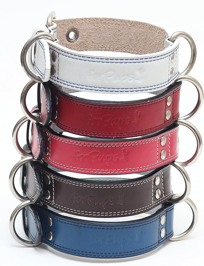 Premium Leather Collars with Stainless Steel Buckles (15"-18", Chocolate)