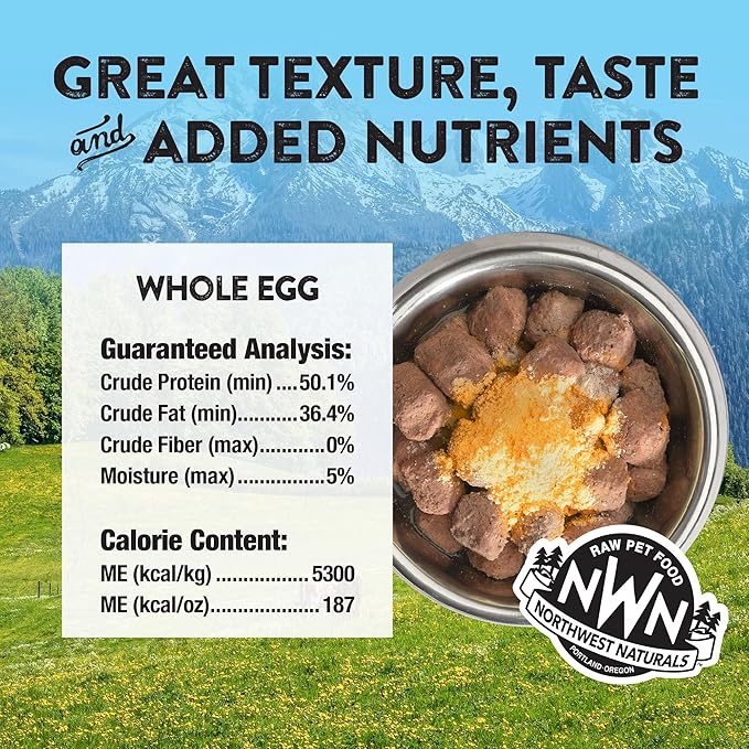 Northwest Naturals Freeze-Dried Whole Chicken Egg Functional Topper - for Dogs & Cats - Healthy, 1 Ingredient, Human Grade Pet Food, All Natural - 4 Oz (Pack of 1)