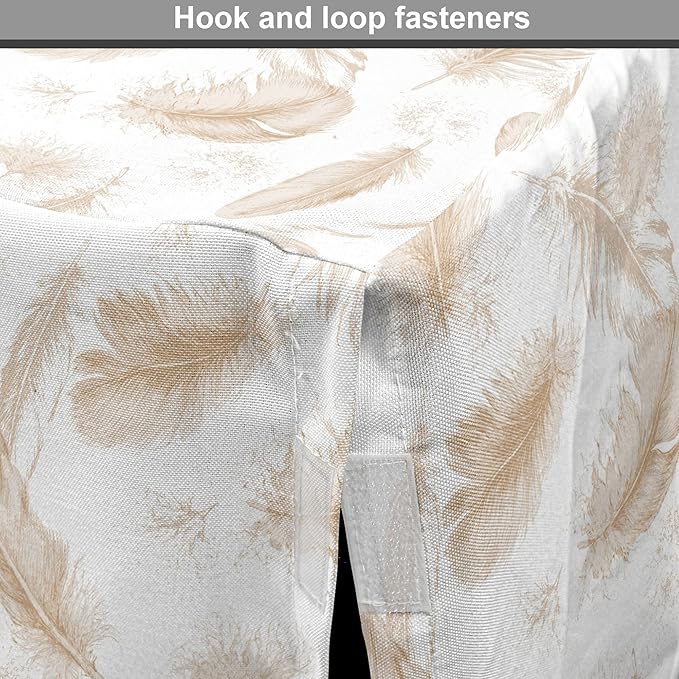 Lunarable Cream Dog Crate Cover, Fluffy Soft Flying Bird Feathers Hand Drawn Style Tender Nature Plumage Pattern, Easy to Use Pet Kennel Cover for Cats & Medium Dogs, 30 Inch, Pale Tan White