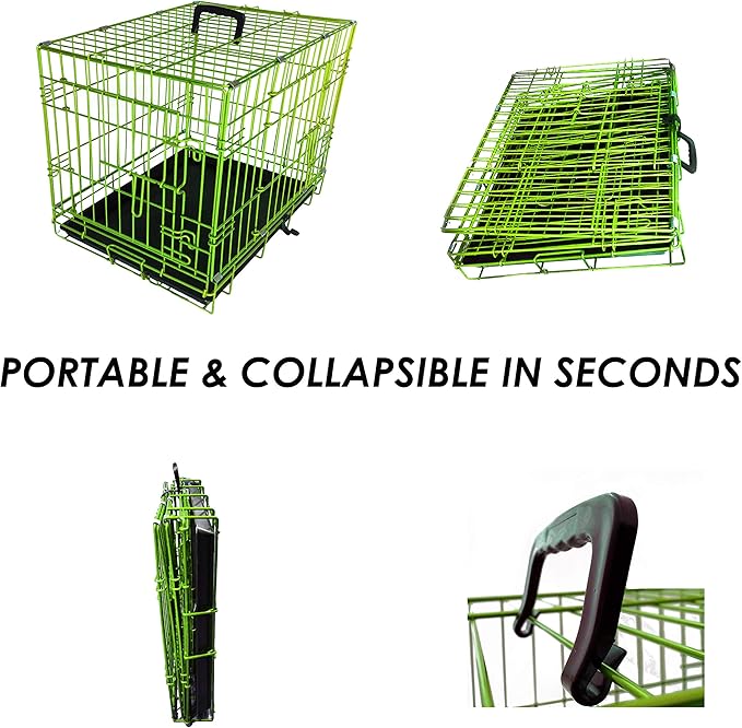 PET Expressions Luxury Colorful 48 Inch Foldable Dog Crate with 2 Doors | Free Training Ebook and Pet Calming Music | 3 Colors & 3