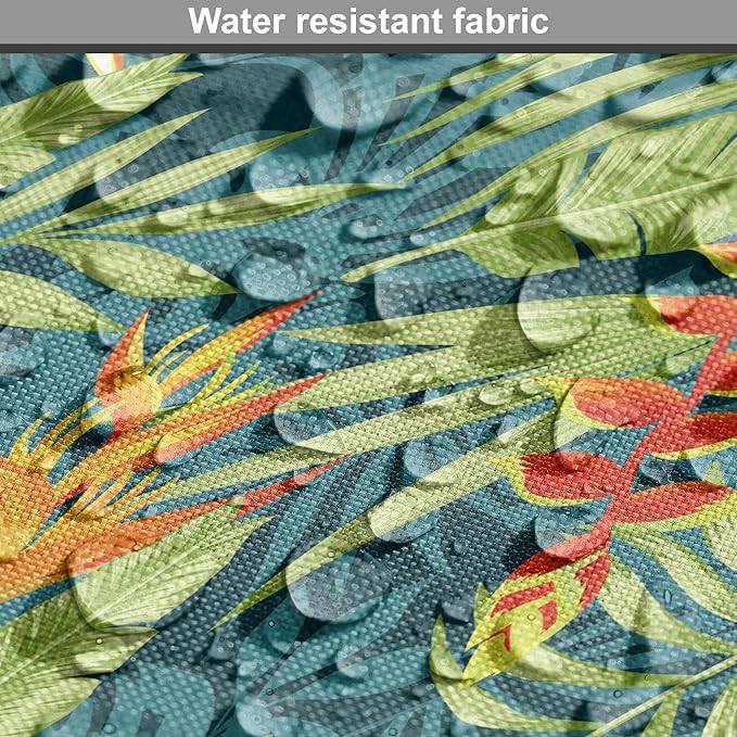 Lunarable Tropical Dog Crate Cover, Exotic Bird of Paradise Blossoms Banana and Areca Fan Palm Leaves, Easy to Use Pet Kennel Cover for Small Dogs Puppies Kittens, 18 Inch, Yellow Green and Dark Teal