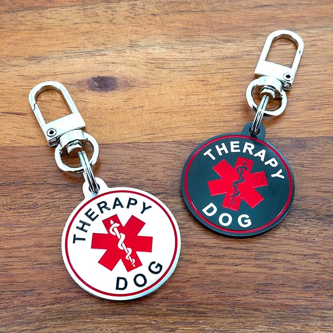 Service Dog ID Tag for Small & Large Dogs - Emotional Support ESA Medical Alert Collar Accessory - Durable Stainless Steel Service Animal Tag - Classic Therapy Dog Service Tag in Silver Small