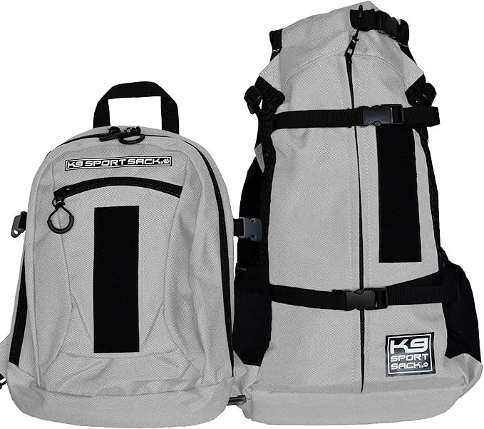 K9 Sport Sack | Adjustable Dog Carrier Backpack (Large, Plus 2 - Light Grey)