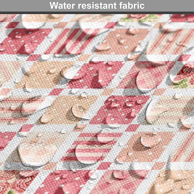 Lunarable Dusty Rose Dog Crate Cover, Patchwork Inspired with Different Patterned Squares Shabby Form Style, Easy to Use Pet Kennel Cover for Medium Large Dogs, 36 Inch, Salmon Dark Coral