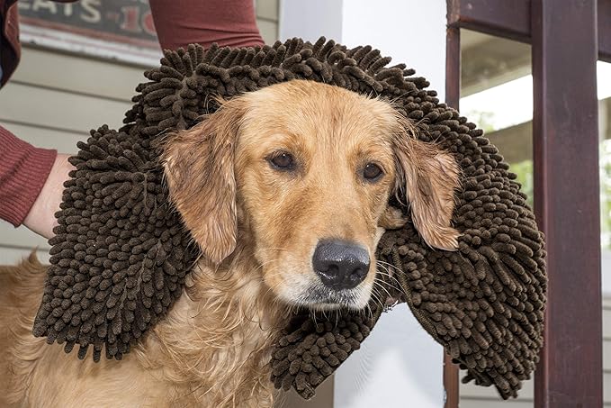 Furhaven 30" x 21" Highly Absorbent Dog Door Mat for Muddy Paws, 100% Washable, Perfect for Entryway, Kitchen, & Bathroom Use - Chenille Shammy Rug - Mud (Brown), Medium