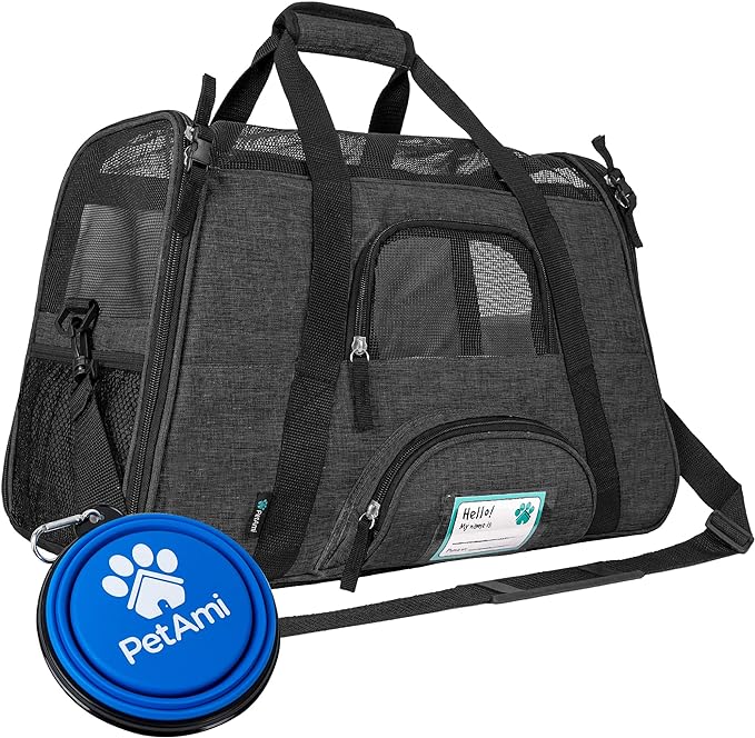 PetAmi Airline Approved Pet Carrier for Cat, Soft Sided Dog Carrier Small Dog, Cat Travel Supply Accessories Indoor Cat, Ventilated Pet Carrying Bag Medium Large Kitten Puppy, Small Heather Dark Gray