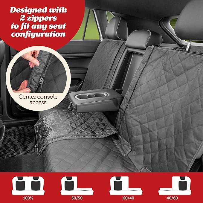 Lusso Gear Dog Car Seat Cover for Back Seat - Waterproof Dog Seat Cover for Back Seat - Non-Slip Back Seat Cover Stays in Place - Black Rear Seat Cover for Car, Truck and SUV - Car Seat Protector