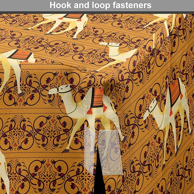 Lunarable Camel Dog Crate Cover, Traditional Pattern with Strokes Desert Animal Repetition in Folk Accessories, Easy to Use Pet Kennel Cover for Small Dogs Puppies Kittens, 22 Inch, Apricot and Cream