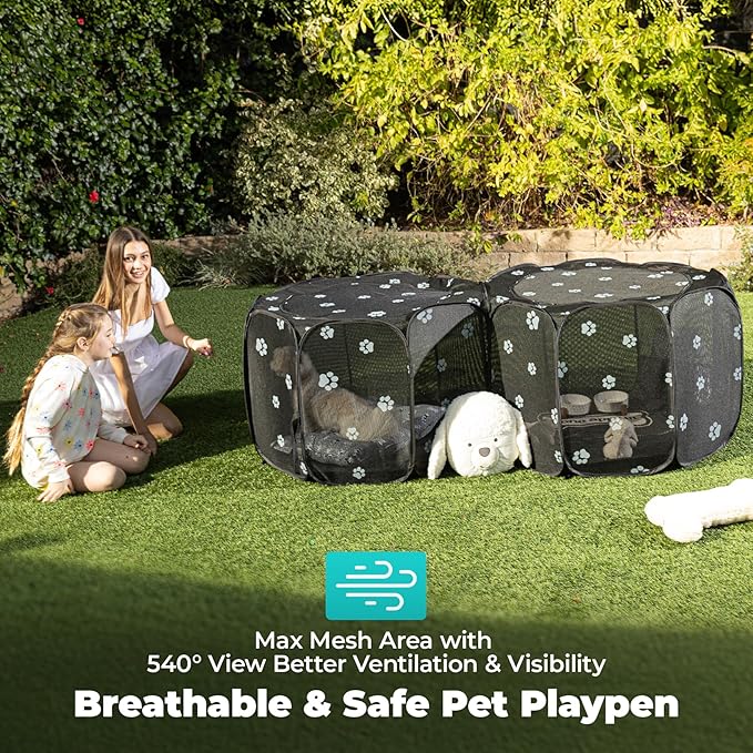 2-in-1 Cat Playpen, 72''Pop Up Dog Pet Playpen for Indoor Outdoor Cats Enclosed, Portable Pet Playpen, Kitten Puppy Foldable Play Pen Cat Dog Tent Crate Cage Kennel(No Divider, Unified Space)