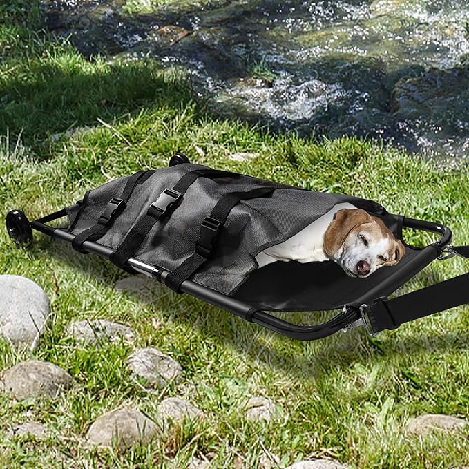 Pet Transport Stretcher Max Loading 250lbs Large Dog Stretcher with Noiseless Wheels, 45 x 22 Inch Animal Transport Stretcher Emergency Carry Stretcher for Large Dog