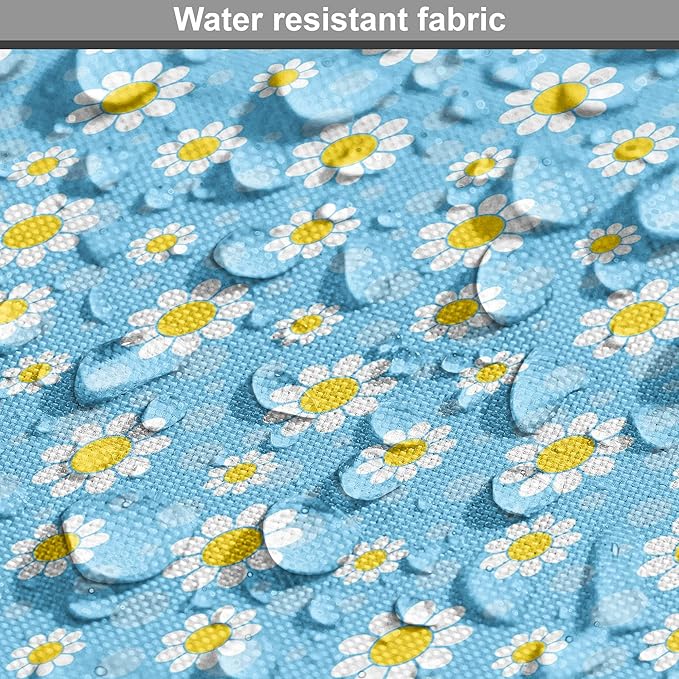 Lunarable Yellow and Blue Dog Crate Cover, Graphic Daisies Chamomiles Summer Nature Pattern with Dots, Easy to Use Pet Kennel Cover for Medium Large Dogs, 48 Inch, Aqua Marigold White