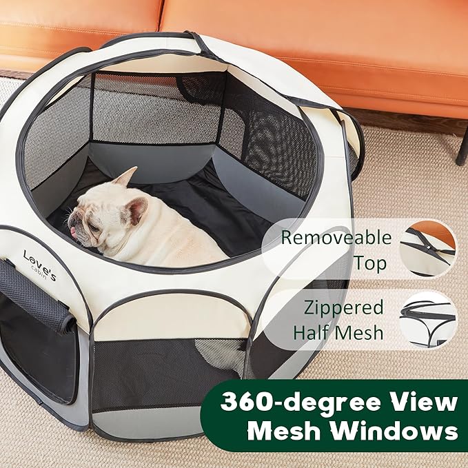 Love's cabin Pet Puppy Dog Playpen, Medium Dog Tent Crates Cage Indoor/Outdoor, Portable Playpen for Cat, Foldable Pop Up Dog Kennel Playpen with Carring Case, Removable Zipper Top, Grey