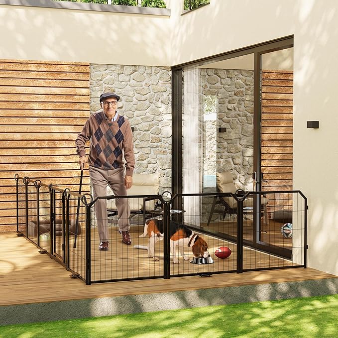 Dog Playpen Portable Extra Large 16 Panels 24" Height Adjustable with Gate, Perfect for Puppies and Small Dogs, Easy to Store, Customizable Layout for Indoor, Yard, RV Camping,Fence partition
