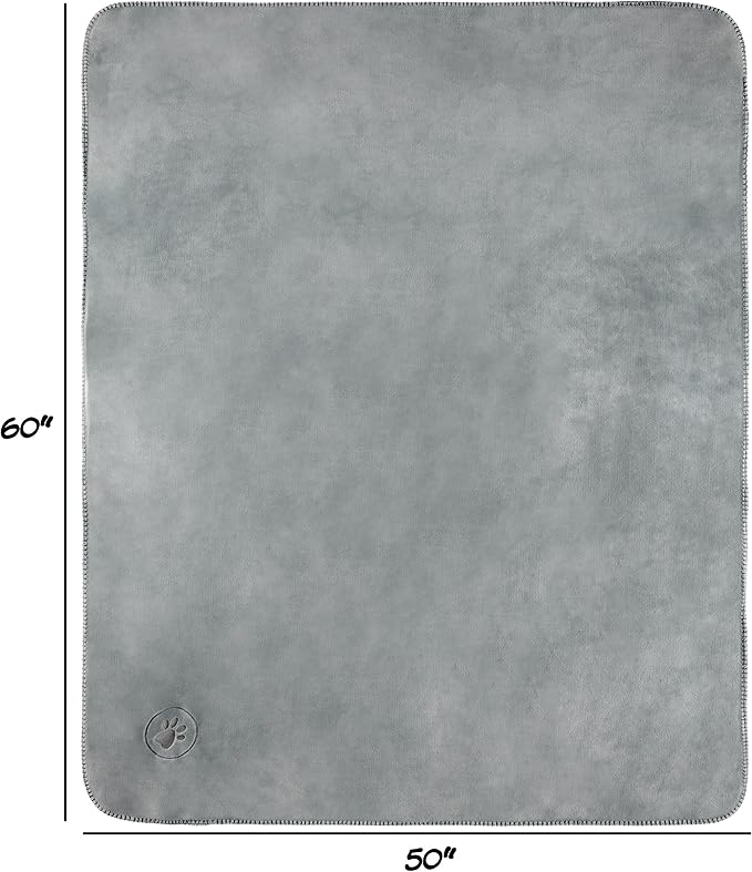 PETMAKER Waterproof Pet Blanket - 50x60-Inch Reversible Sherpa Fleece Throw Protects Couches, Cars, and Beds from Spills, Stains, and Fur (Gray), Large