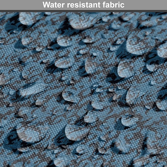 Lunarable Damask Blue Dog Crate Cover, Repetition with Rococo Inspired Royal Style Ornamental Pattern, Easy to Use Pet Kennel Cover for Medium Large Dogs, 42 Inch, Dark Grey and Turquoise