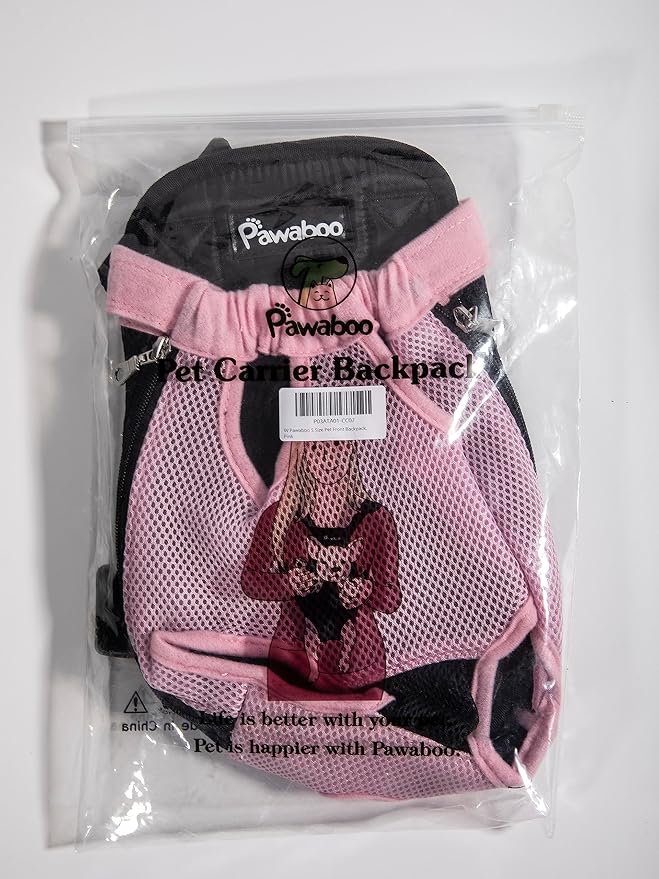 Pawaboo Pet Carrier Backpack, Adjustable Pet Front Cat Dog Carrier Backpack Travel Bag, Legs Out, Easy-Fit for Traveling Hiking Camping for Small Medium Dogs Cats Puppies, Small, Pink