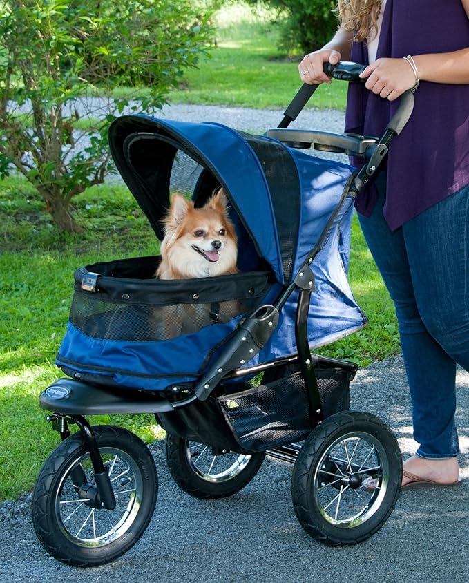Pet Gear No-Zip AT3 Pet Stroller for Cats/Dogs, Zipperless Entry, Easy One-Hand Fold, Jogging Tires, Removable Liner, Cup Holder + Storage Basket, 2 Models, 4 Colors Midnight River 2023