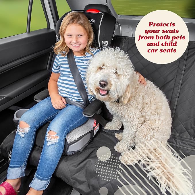Lusso Gear Dog Car Seat Cover for Back Seat - Waterproof Dog Seat Cover for Back Seat - Non-Slip Back Seat Cover Stays in Place - Black Rear Seat Cover for Car, Truck and SUV - Car Seat Protector