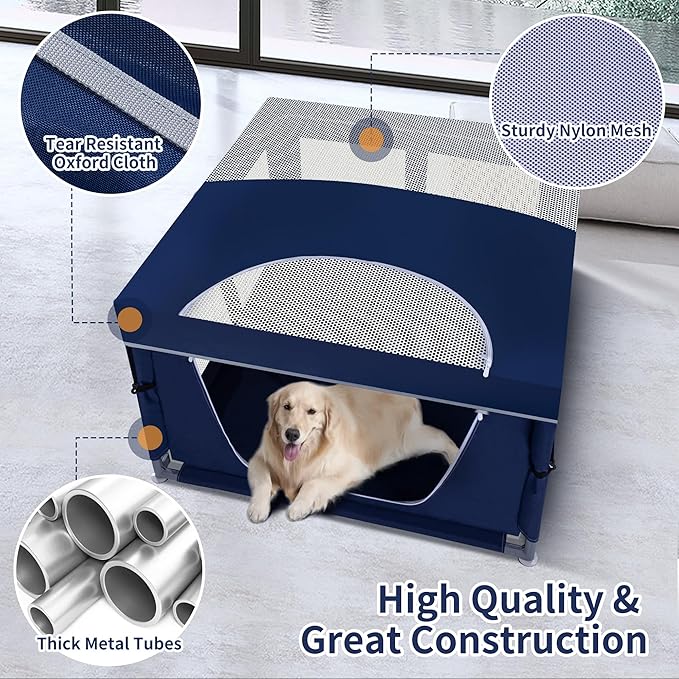 Dog Kitten Playpen with Play Pen Cover for Cat Indoor, 42x42 x25.5 Puppy Playpen for Small Pet with See-Through Topper Proof Enclosed Door Dog Pen, Sturdy Warm Protable Play Pen for Cat