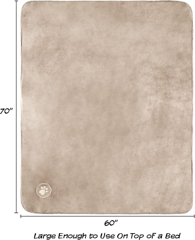 PETMAKER Waterproof Blanket for Pets - Reversible Throw Protects Couch, Car, and Bed from Spills, Stains, or Fur - Plush Blanket (Tan)
