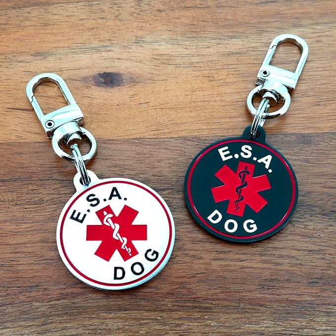 Service Dog ID Tag for Small & Large Dogs - Emotional Support ESA Medical Alert Collar Accessory - Durable Stainless Steel Service Animal Tag - Classic ESA Service Tag in Silver Small