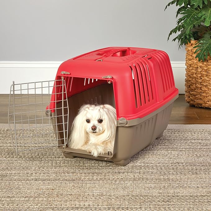 MidWest Homes for Pets Spree Travel Pet Carrier, Dog Carrier Features Easy Assembly and Not The Tedious Nut & Bolt Assembly of Competitors, Red, 24-Inch Small Dog Breeds (1424SPR) (Pack of 1)