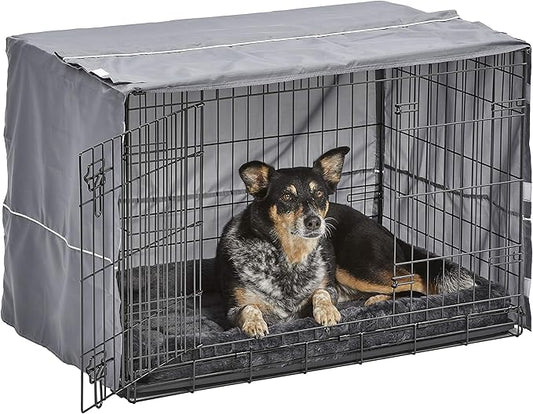 New World Dog Crate Comfort Kit by, Matching Dog Crate Cover & Dog Bed to Make Your Dogs Crate Their Home, Compatible with MidWest Homes for Pets & New World Dog Crates, Fits 36-Inch Dog Crate, Gray