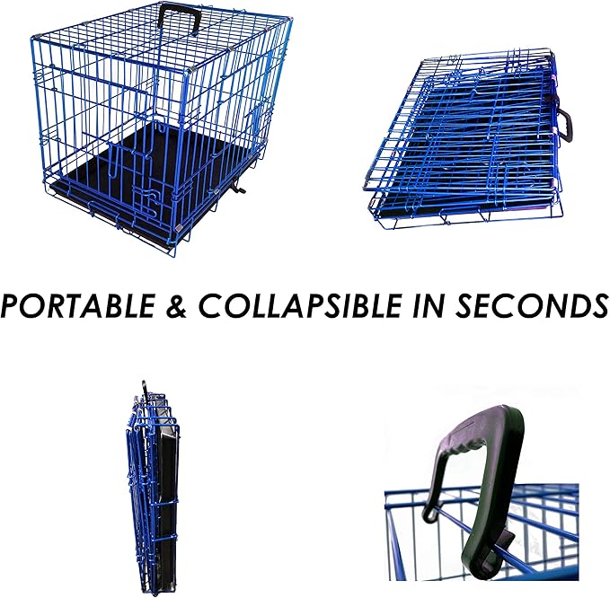 PET Expressions Luxury Colorful 36 Inch Foldable Dog Crate with 2 Doors | Free Training Ebook and Pet Calming Music | 3 Colors & 3