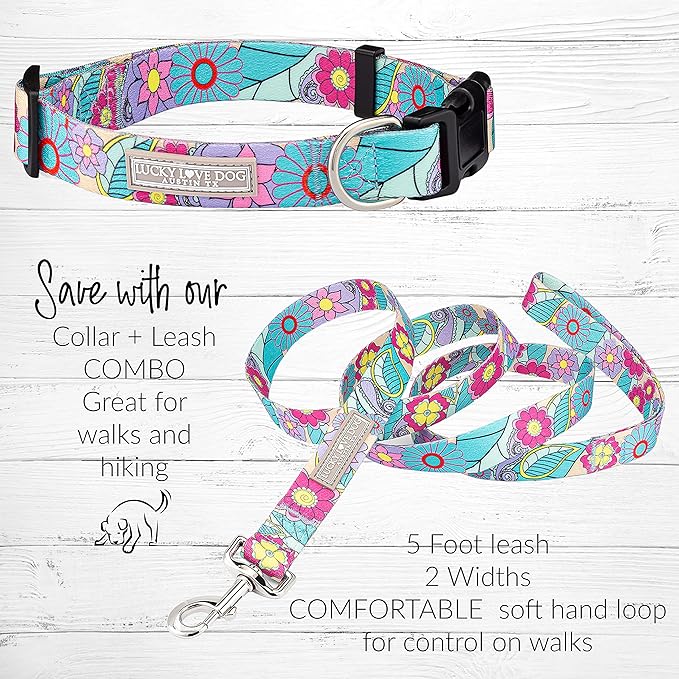 Lucky Love Dog Collars, Cute X-Large Dog Collars for Female Dogs, Part of Purchase Donated to Rescue (Extra Large, Caroline, Collar)