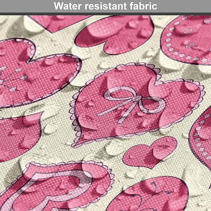 Lunarable Hearts Dog Crate Cover, Valentines Day Inspired Heart Designs with Various Styles Curved Lines Flowers Bows, Easy to Use Pet Kennel Cover for Small Dogs Puppies Kittens, 22 Inch, Cream Pink