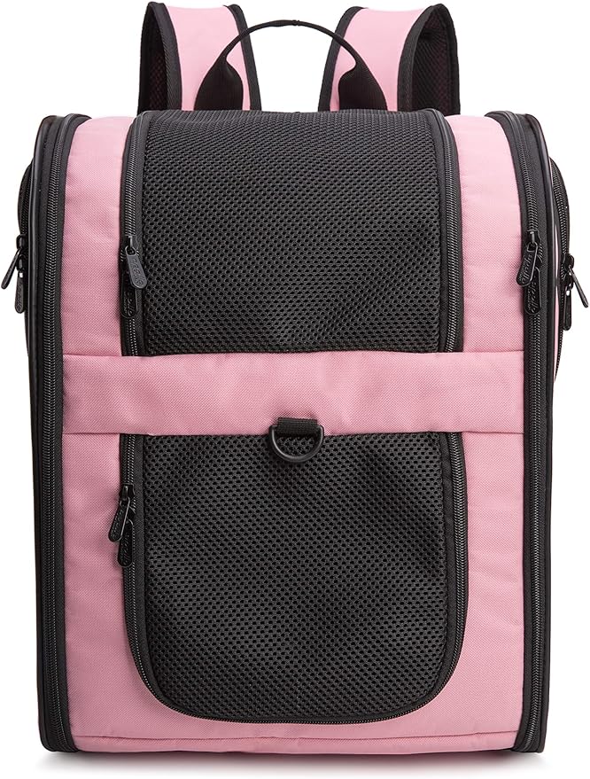 Apollo Walker Pet Carrier Backpack for Large/Small Cats and Dogs, Puppies, Safety Features and Cushion Back Support for Travel, Hiking, Outdoor Use (Pink)