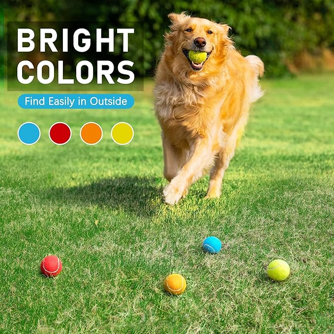 PrimePets Toys for Dogs, 2.5 Inch Dog Toys, Interactive Pet Dog Toy Balls for Medium, Large Dogs,Tennis Balls for Dogs