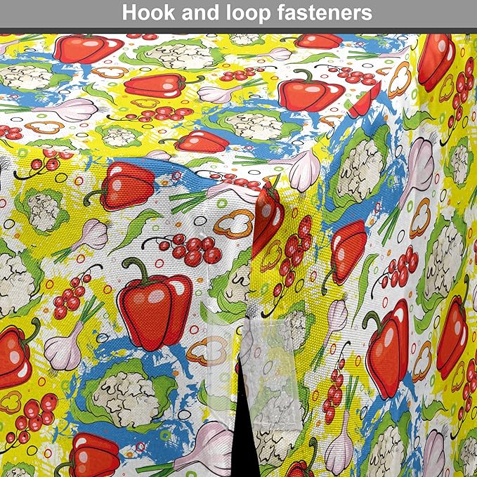 Lunarable Vegetables Dog Crate Cover, Ornate Food Garlic Pepper Cauliflower Delicious Plants Image, Easy to Use Pet Kennel Cover for Small Dogs Puppies Kittens, 18 Inch, Lime Green Yellow